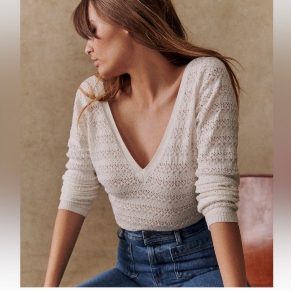 Sezane ecru medium Pull Gretha sweater
